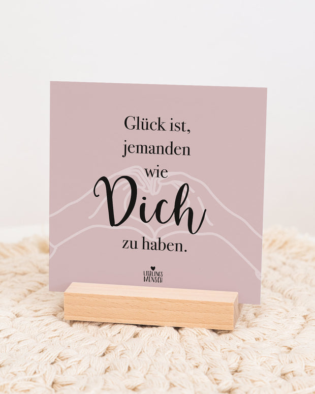 Dekokarten im Holzaufsteller, Karten mit Spruch, Sprüche 