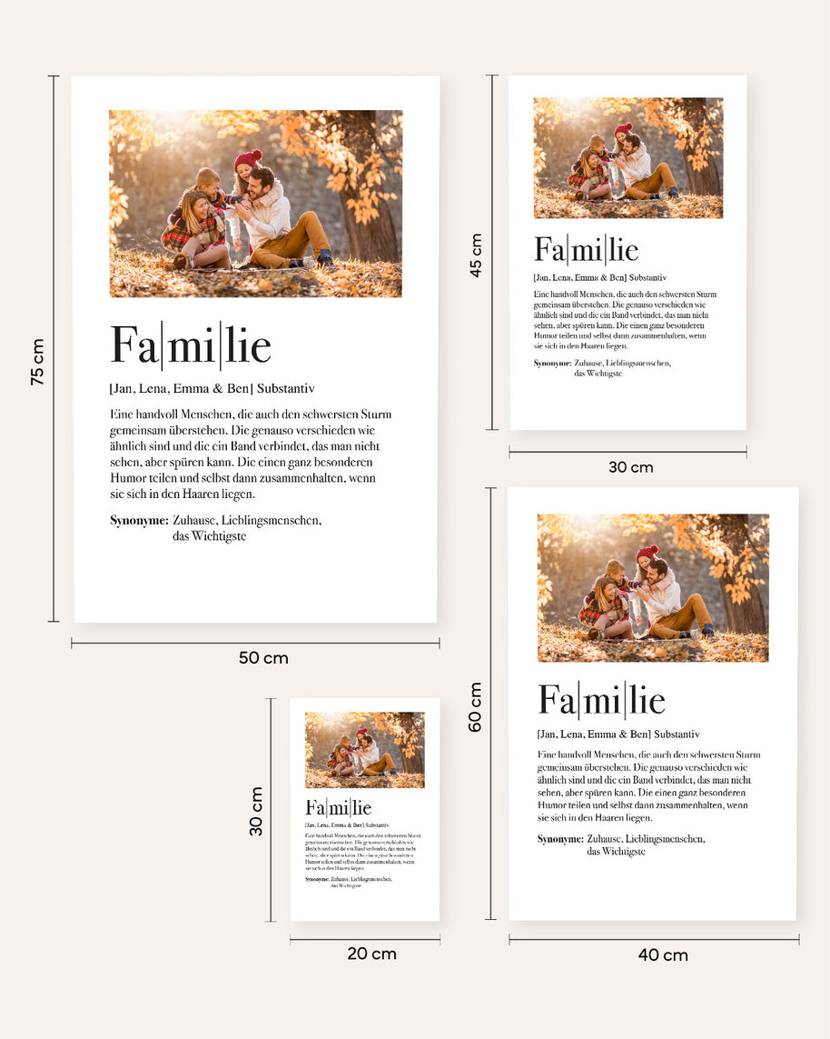 Definition Familie - Foto-Poster