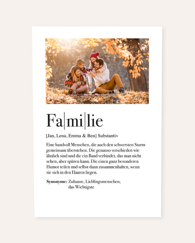 Definition Familie - Foto-Poster