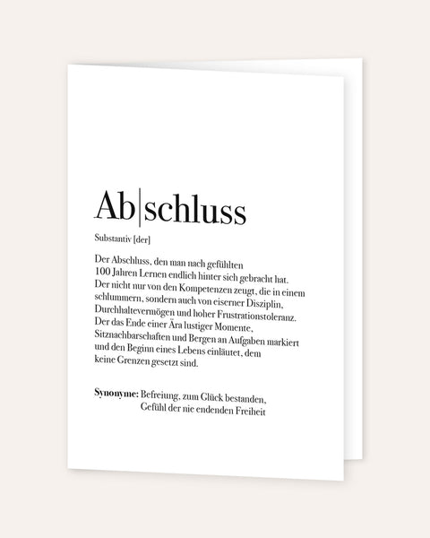 Definition Abschluss - Grußkarte Grußkarte Lieblingsmensch®
