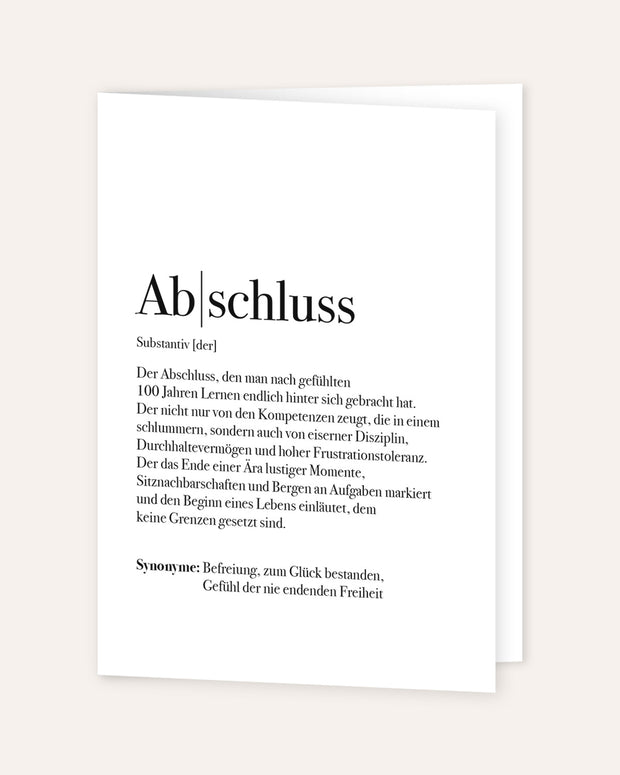 Definition Abschluss - Grußkarte