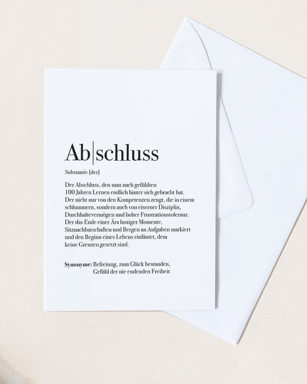 Definition Abschluss - Grußkarte