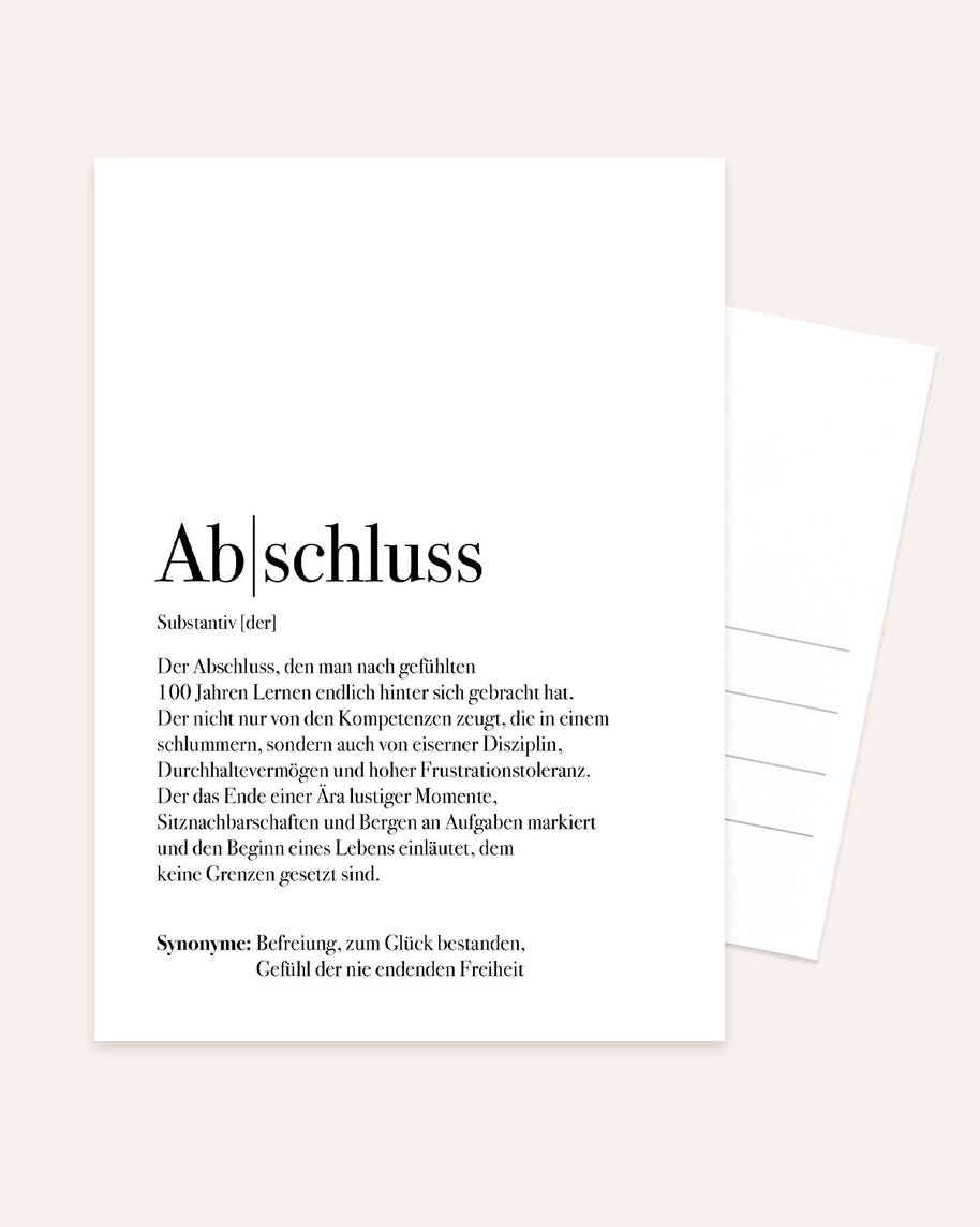 Definition Abschluss - Postkarte