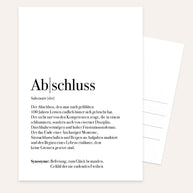 Definition Abschluss - Postkarte