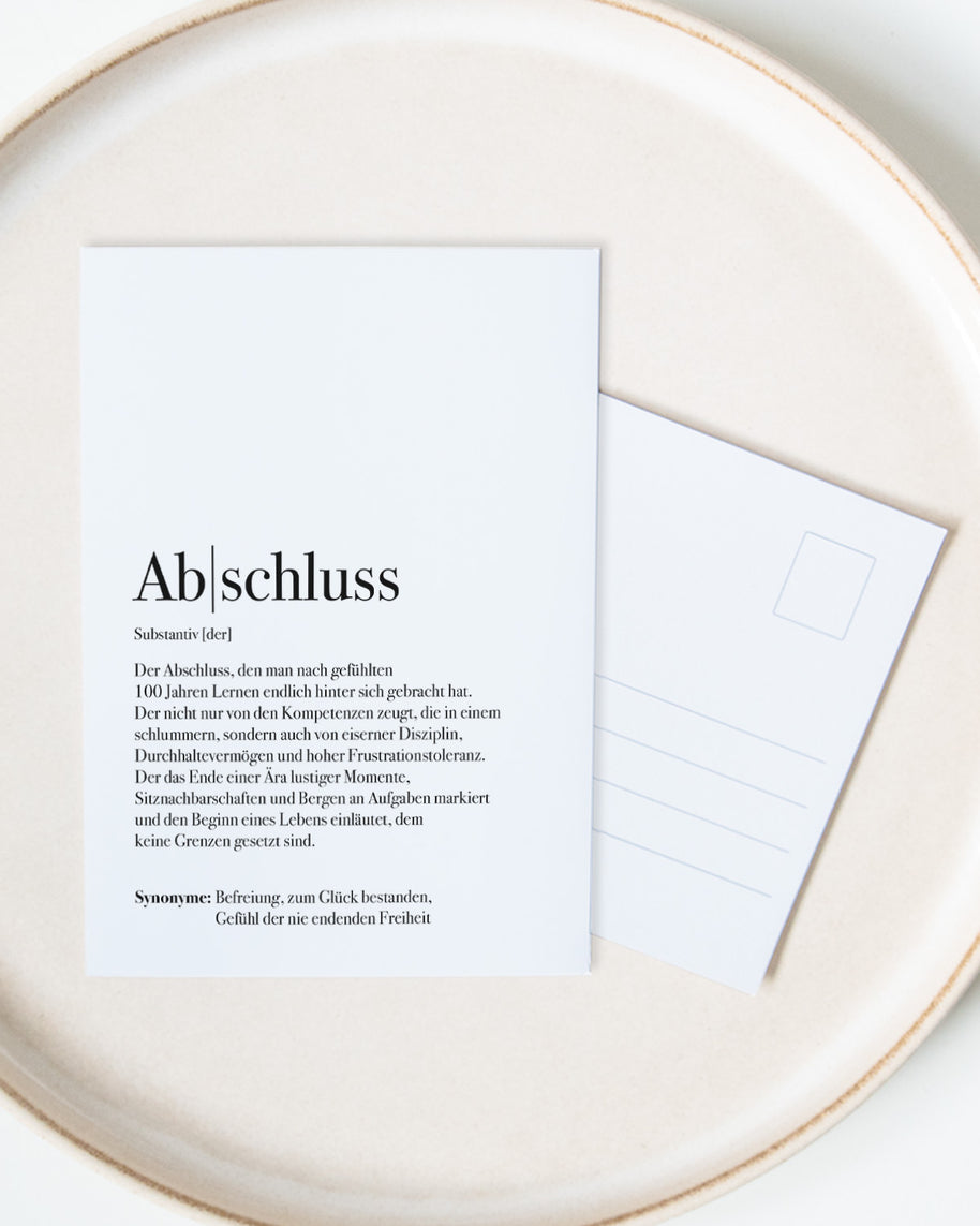 Definition Abschluss - Postkarte