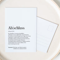 Definition Abschluss - Postkarte