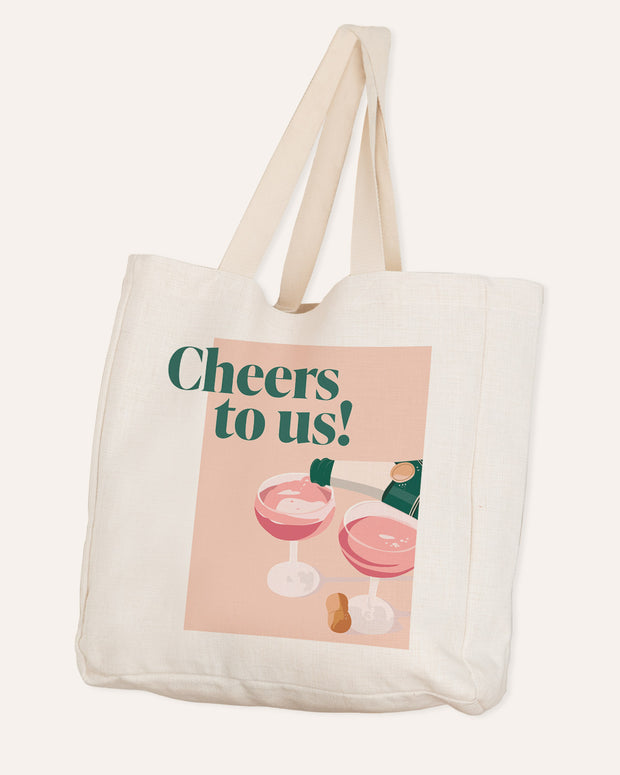 Stofftasche Cheers to us! Aufdruck mit Spruch Geschenk Tragetasche