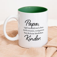 Tasse Weiß Innen Grün Papa keine hässlichen Kinder Geschenk Papa