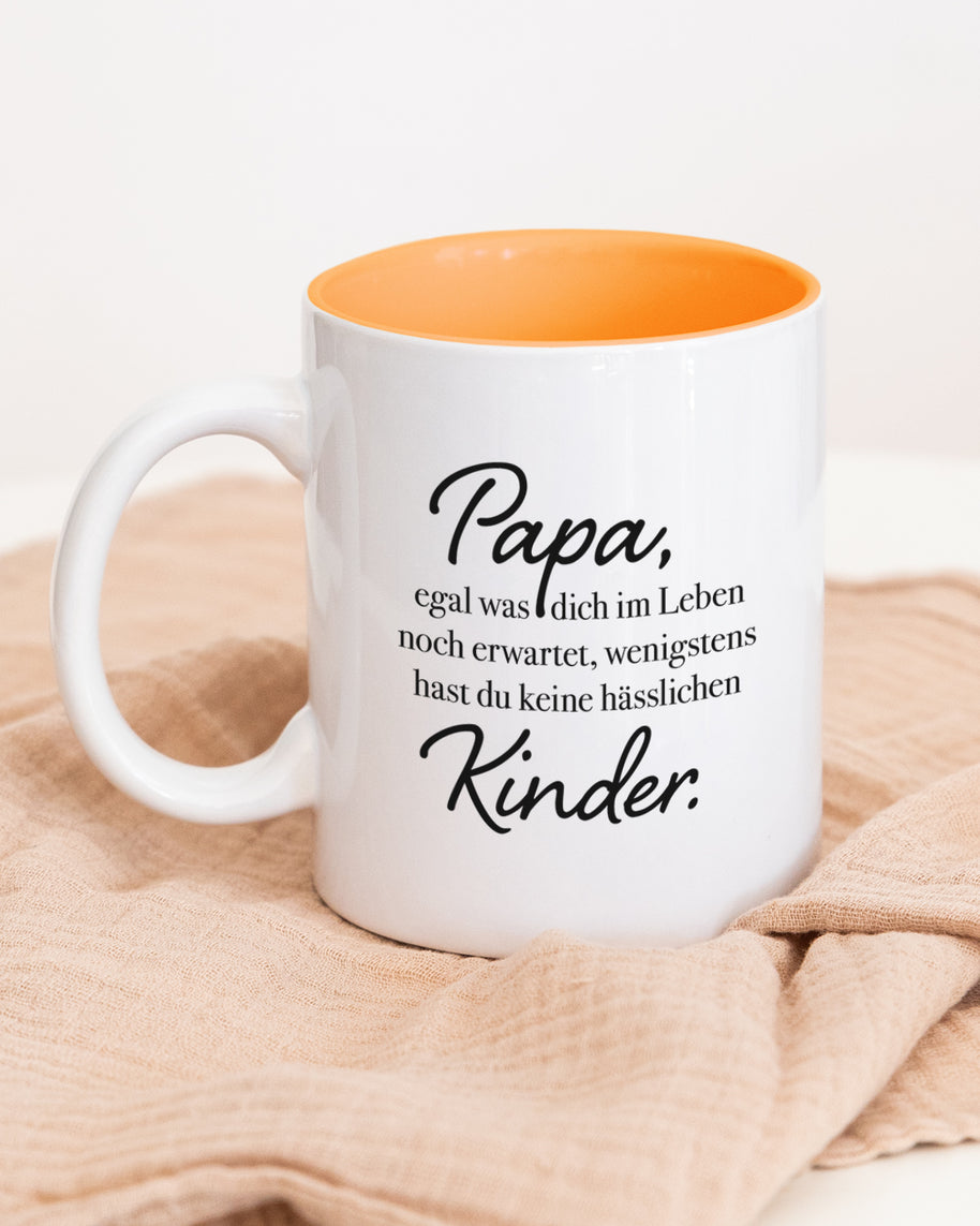 Tasse Weiß Innen Orange Papa keine hässlichen Kinder Geschenk Papa