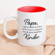 Tasse Weiß Innen Rot Papa keine hässlichen Kinder Geschenk Papa