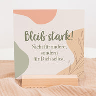 Bleib stark - Karten im Holzaufsteller