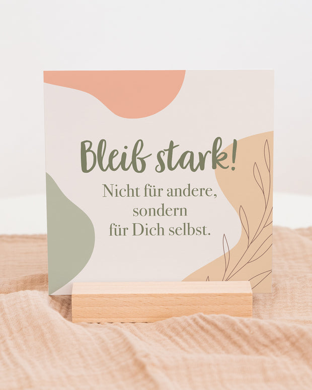 Dekokarten im Holzaufsteller, Karten mit Spruch, Sprüche 