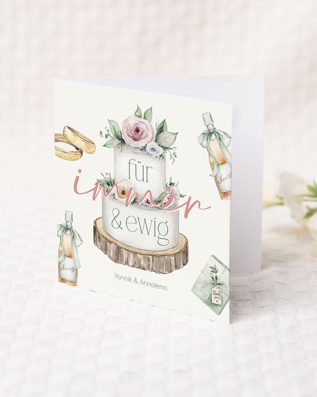 Grußkarte zur Hochzeit, Karte mit Spruch 