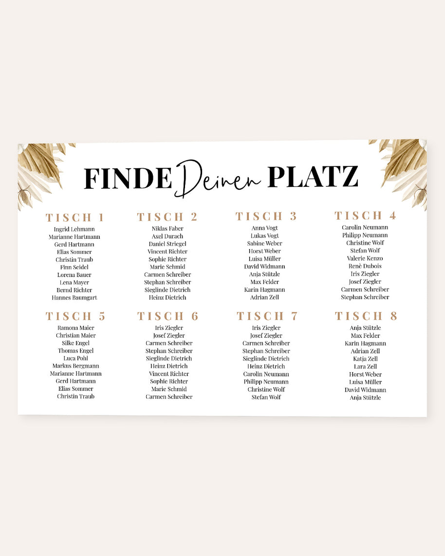 Boho - Sitzplan zur Hochzeit - Poster Poster Lieblingsmensch®