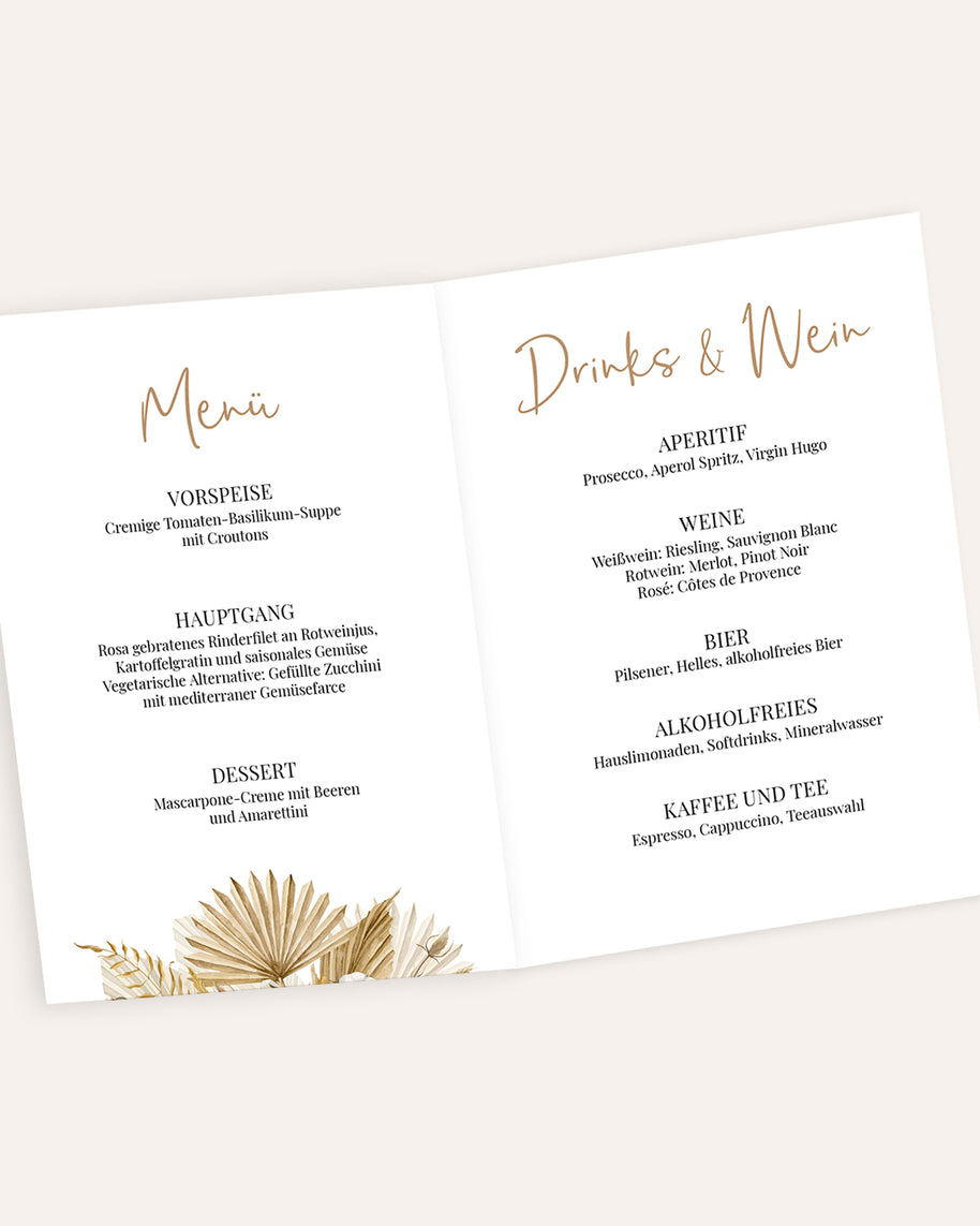 Boho - Menükarte zur Hochzeit Grußkarte Lieblingsmensch®