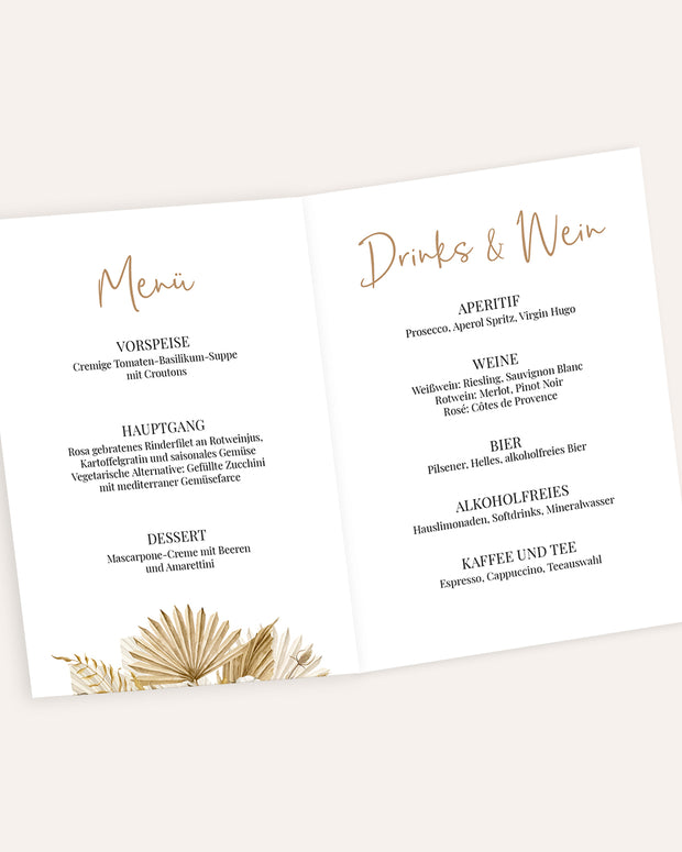 Boho - Menükarte zur Hochzeit Grußkarte Lieblingsmensch®