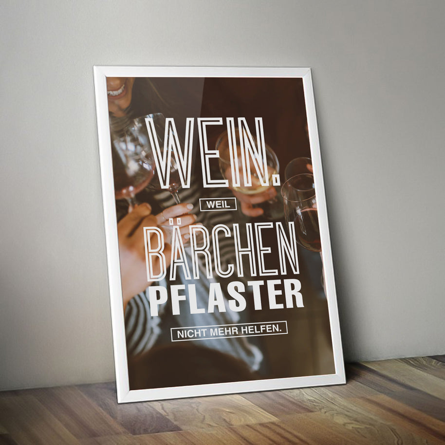 Poster Wein Bärchen Pflaster 