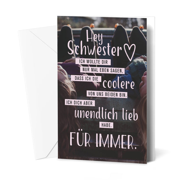 Hey Schwester - Grußkarte