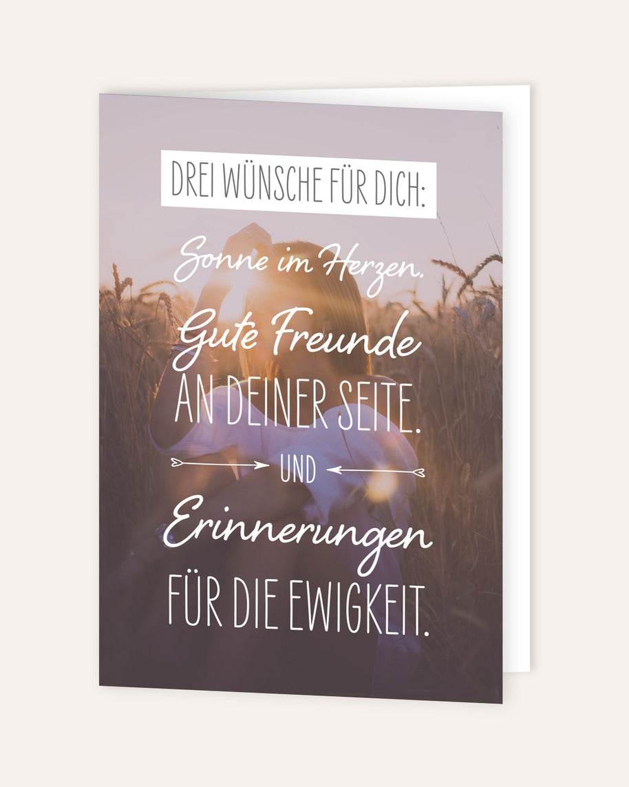 Drei Wünsche für dich  - Grußkarte