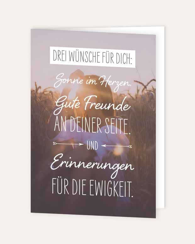 Drei Wünsche für dich  - Grußkarte