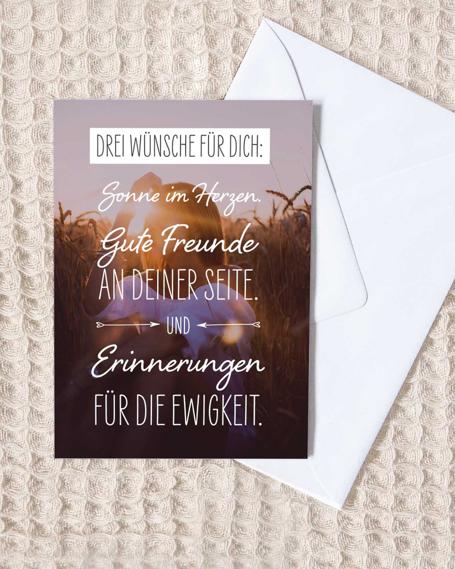 Drei Wünsche für dich  - Grußkarte