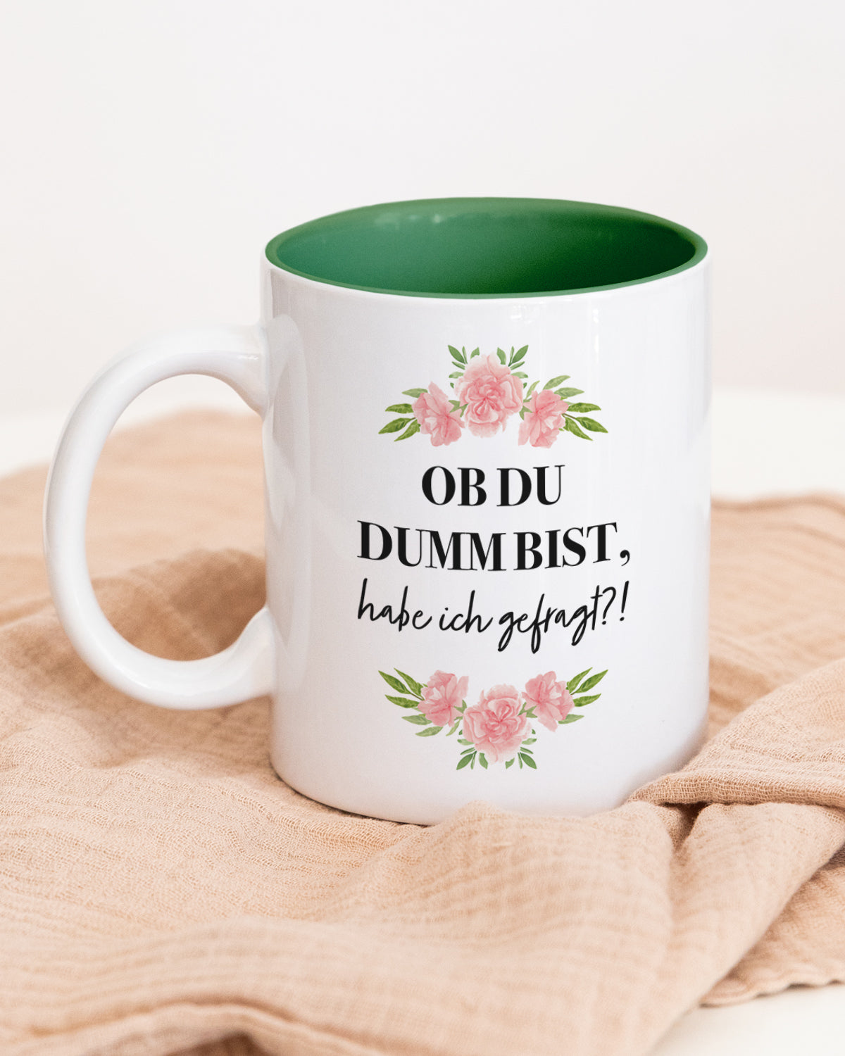 Ob du dumm bist - Tasse Dunkelgrün Tasse Visual Statements®