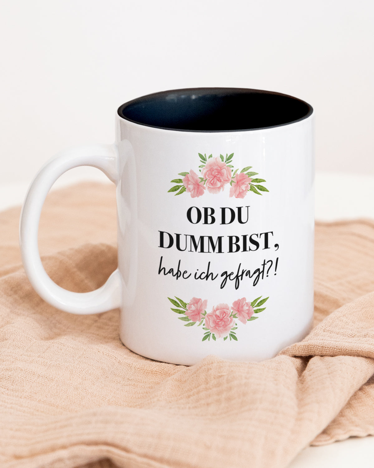 Ob du dumm bist - Tasse Schwarz Tasse Visual Statements®