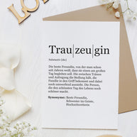 Definition Trauzeugin - Grußkarte