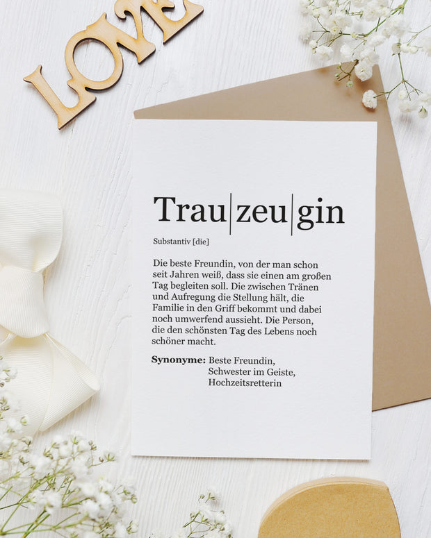 Definition Trauzeugin - Grußkarte