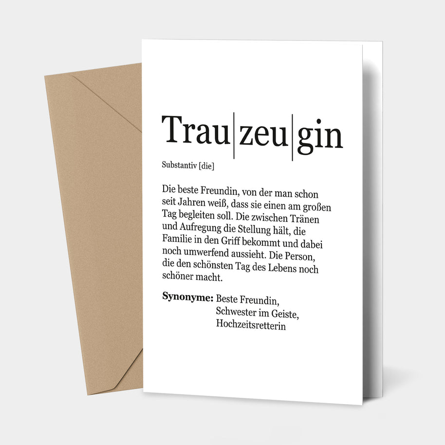 Definition Trauzeugin - Grußkarte