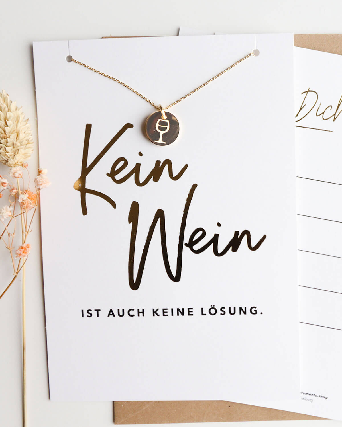 Weinglas - Halskette Gold mit Karte Halskette Visual Statements®