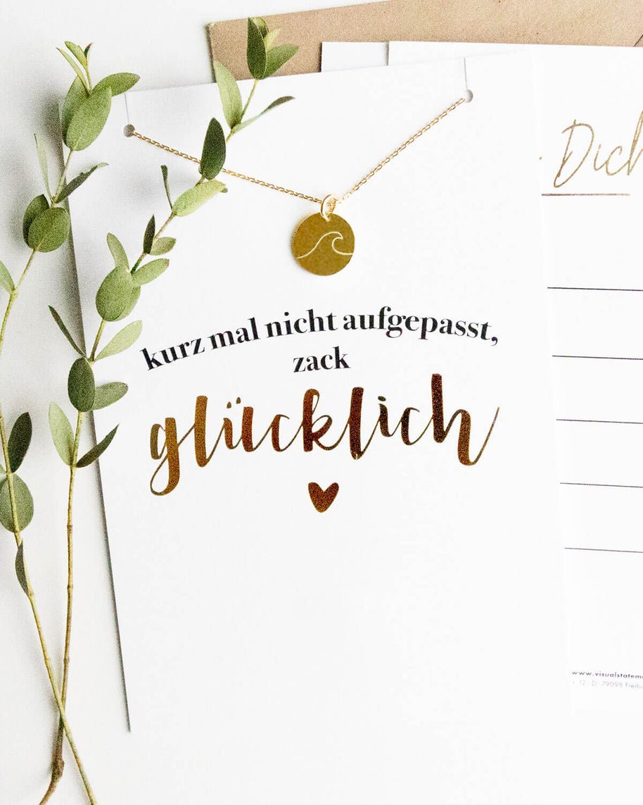 Wellen - Halskette Gold mit Karte