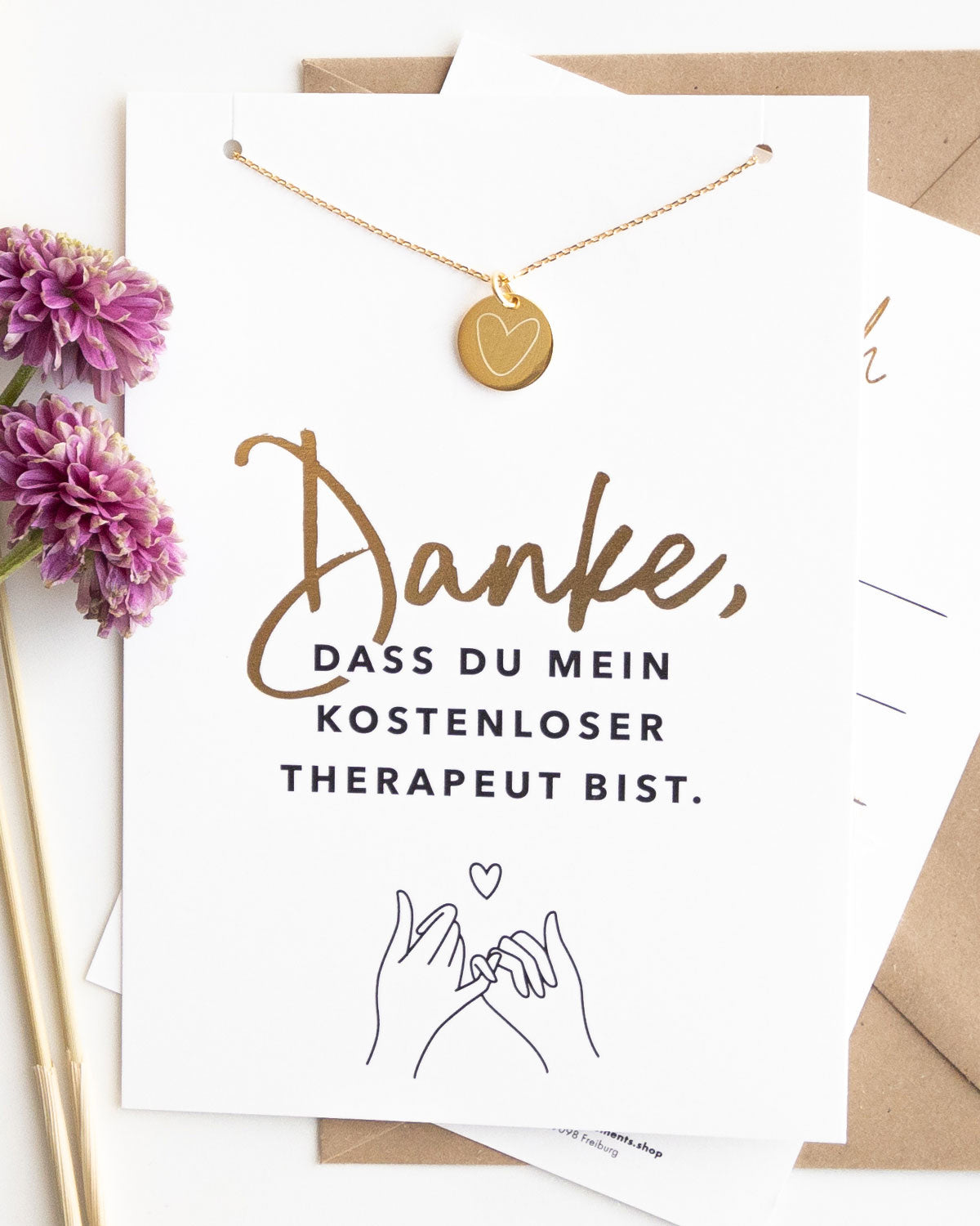 Herz - Halskette Gold mit Karte Kostenloser Therapeut Halskette Visual Statements®