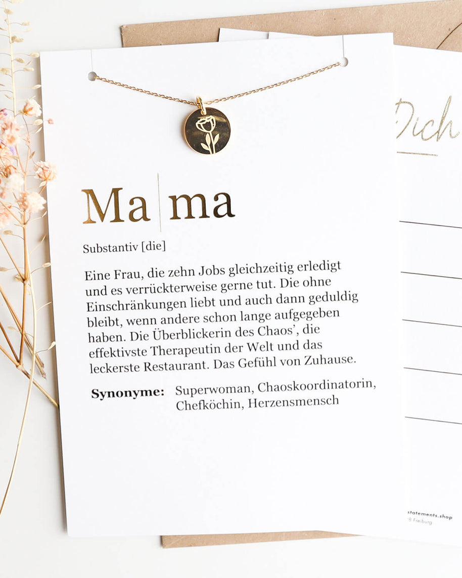 Blumen - Halskette Gold mit Karte