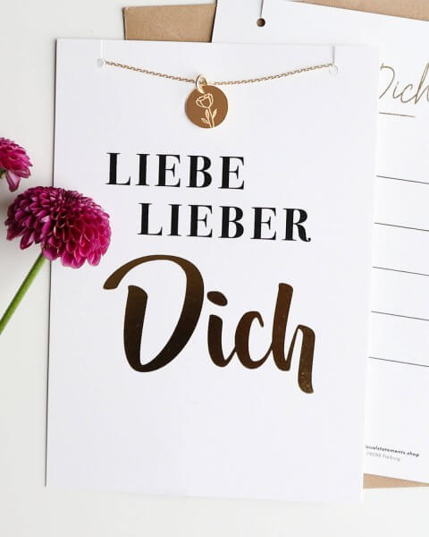 Blumen - Halskette Gold mit Karte