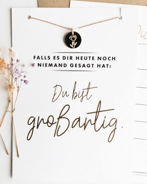 Blumen - Halskette Gold mit Karte