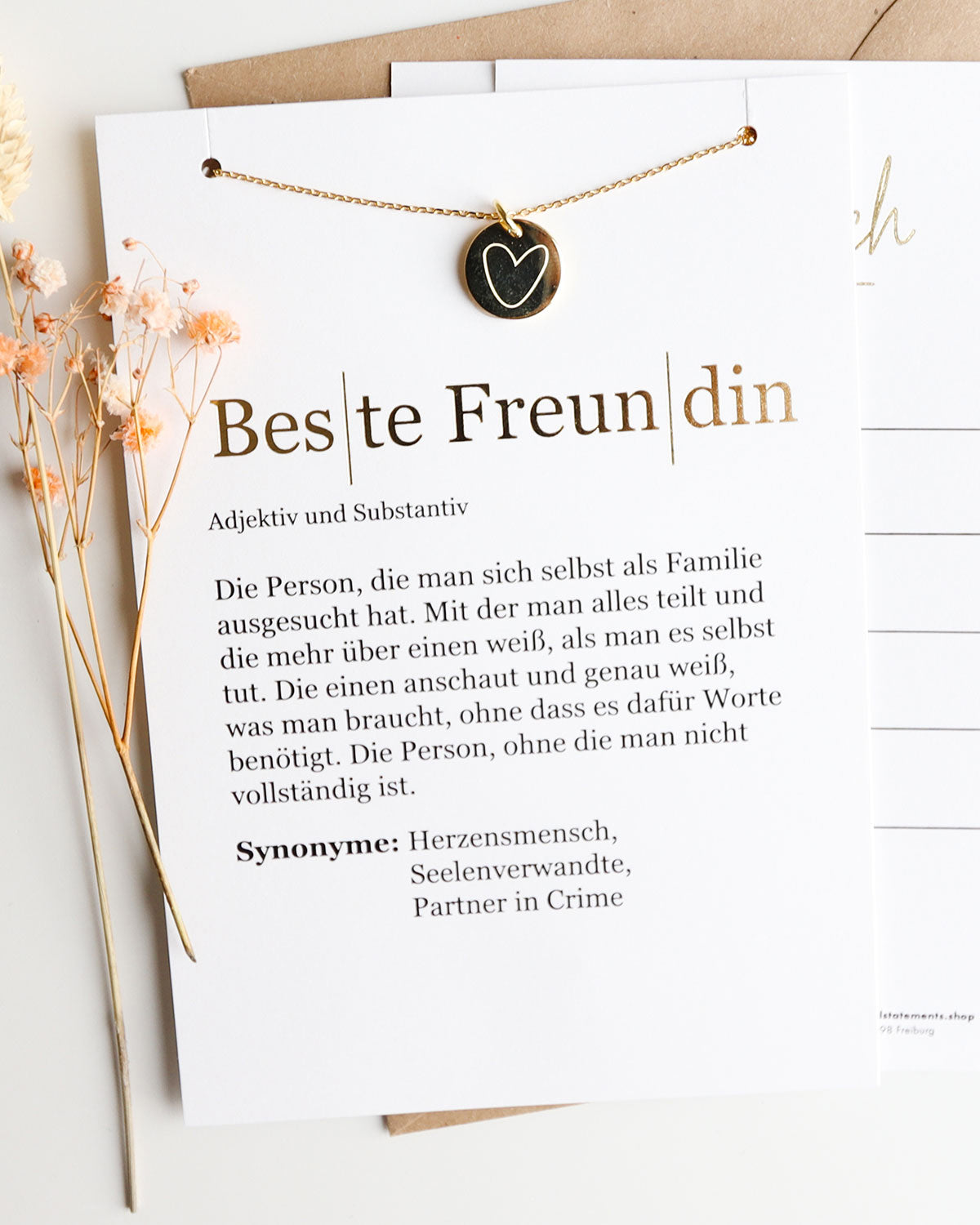 Herz - Halskette Gold mit Karte Halskette Visual Statements®