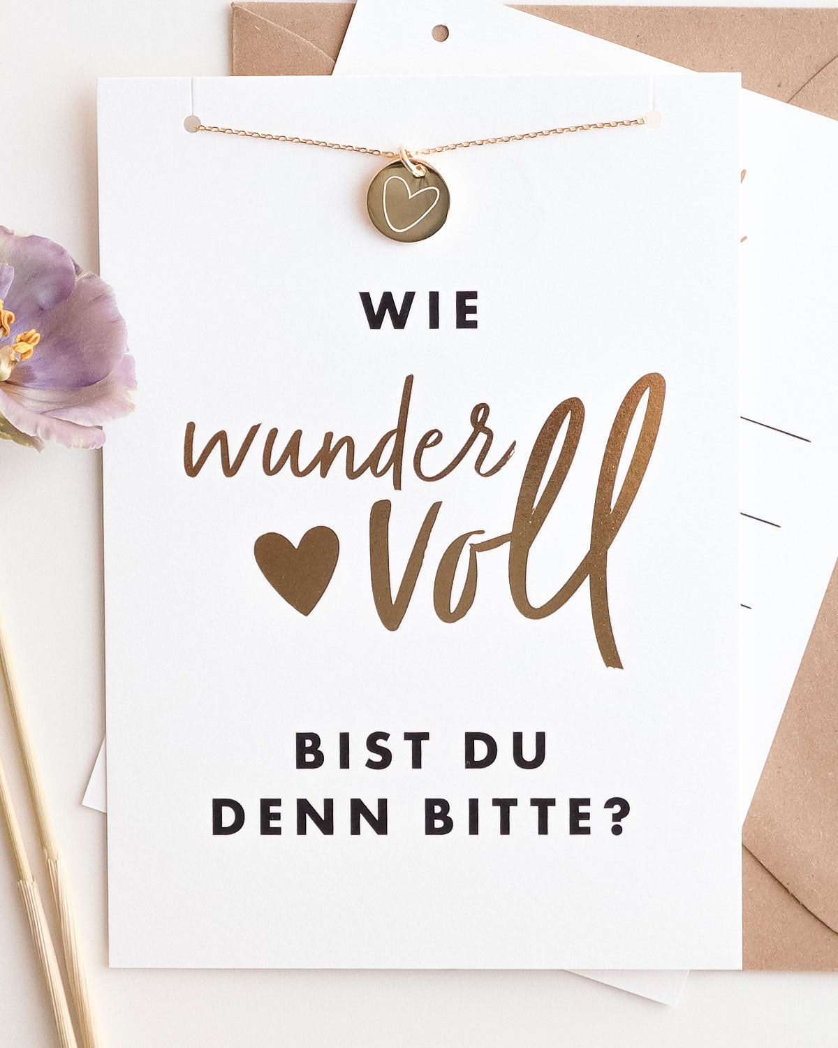 Herz - Halskette Gold mit Karte Wundervoll Halskette Visual Statements®