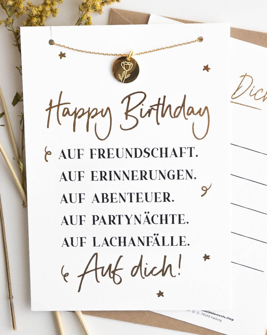 Blumen - Halskette Gold mit Karte