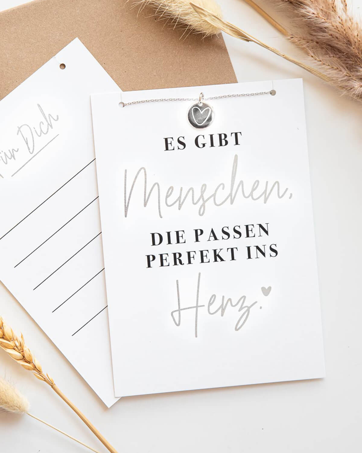 Herz - Halskette Silber mit Karte Halskette Visual Statements®