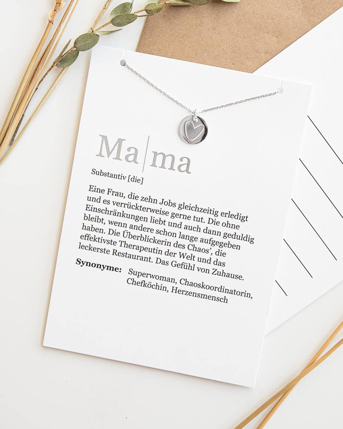 Herz - Halskette Silber mit Karte Halskette Visual Statements®