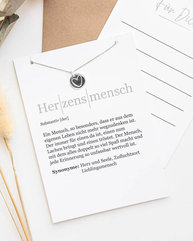 Herz - Halskette Silber mit Karte Halskette Visual Statements®