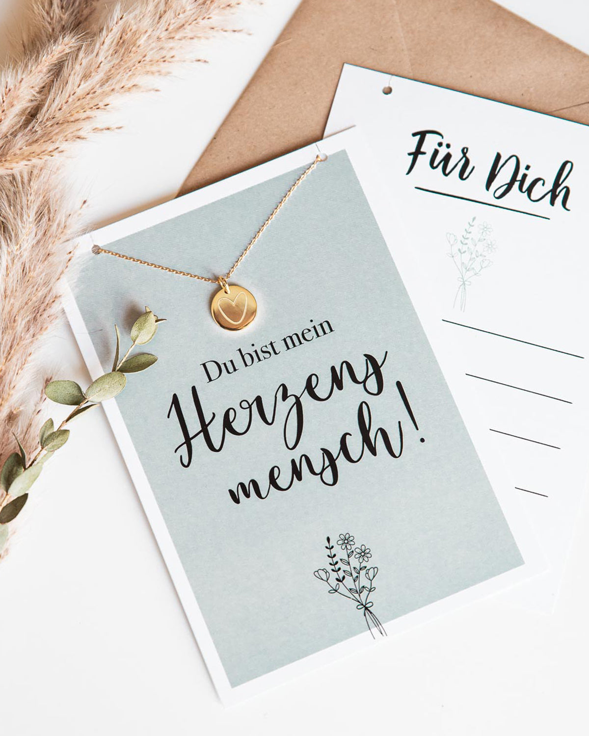 Herz - Halskette Gold mit Karte Mein Herzensmensch Halskette Visual Statements®