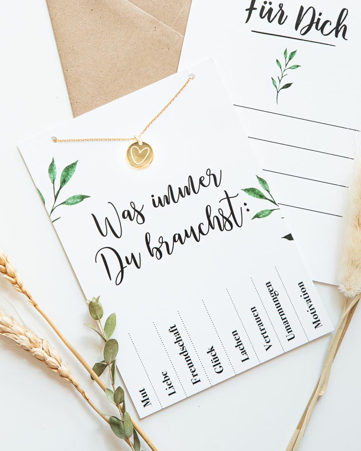 Herz - Halskette Gold mit Karte Was immer du brauchst Halskette Visual Statements®