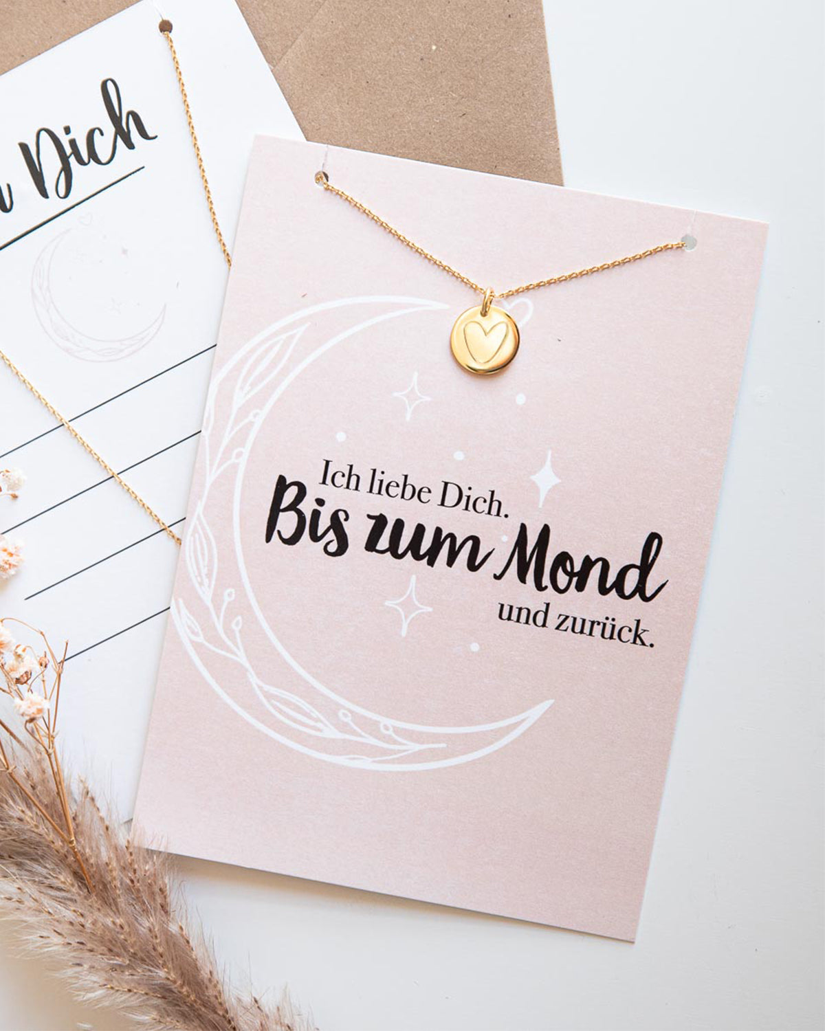 Herz - Halskette Gold mit Karte Ich liebe dich Halskette Visual Statements®