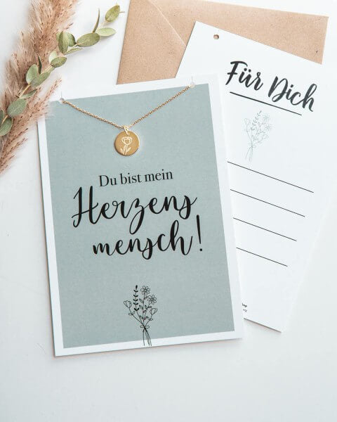 Blumen - Halskette Gold mit Karte