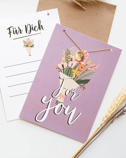 Blumen - Halskette Gold mit Karte Halskette Visual Statements®