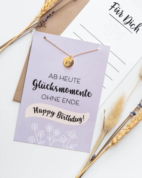 Blumen - Halskette Gold mit Karte