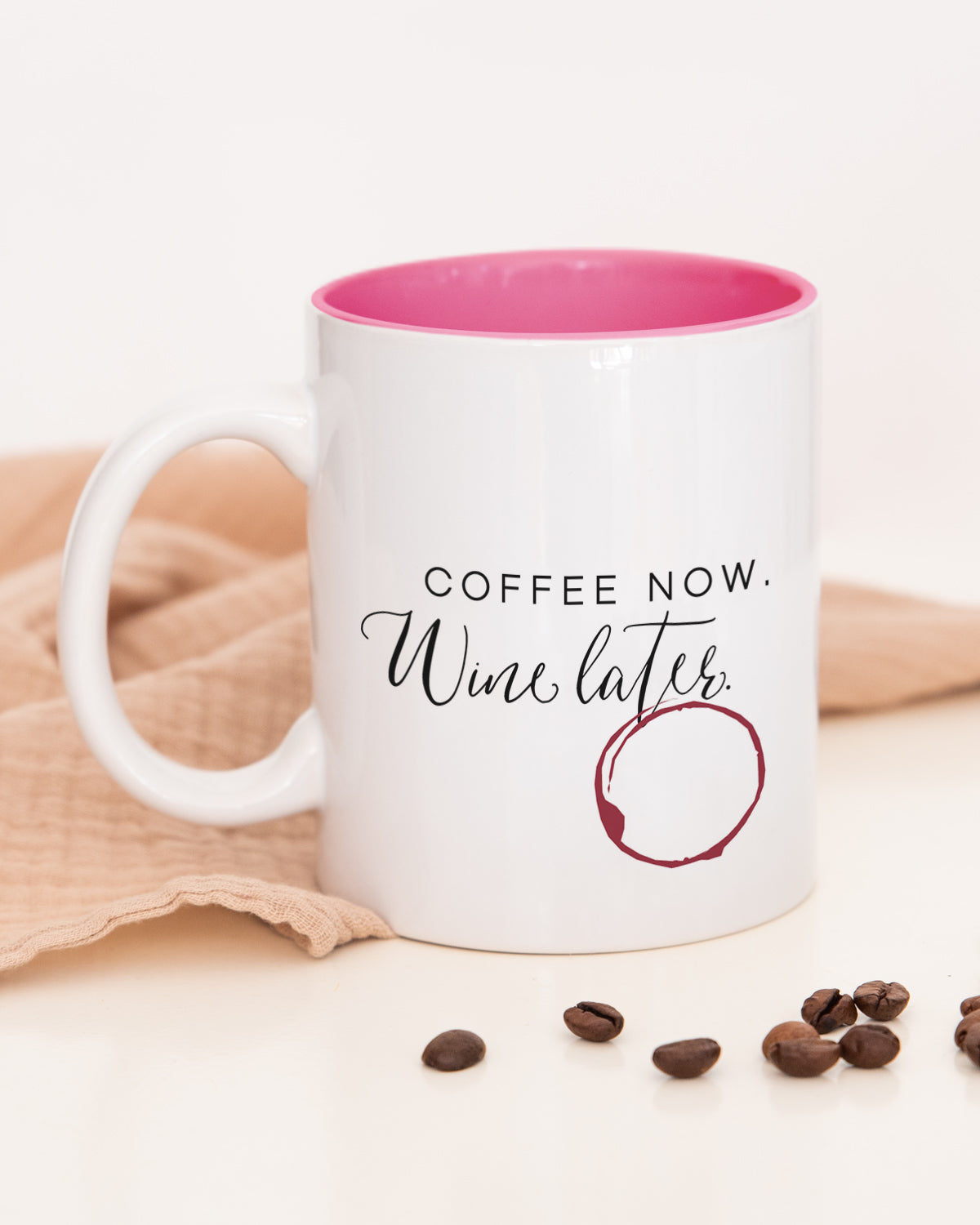 Coffee now, wine later - Tasse Pink Tasse Visual Statements®