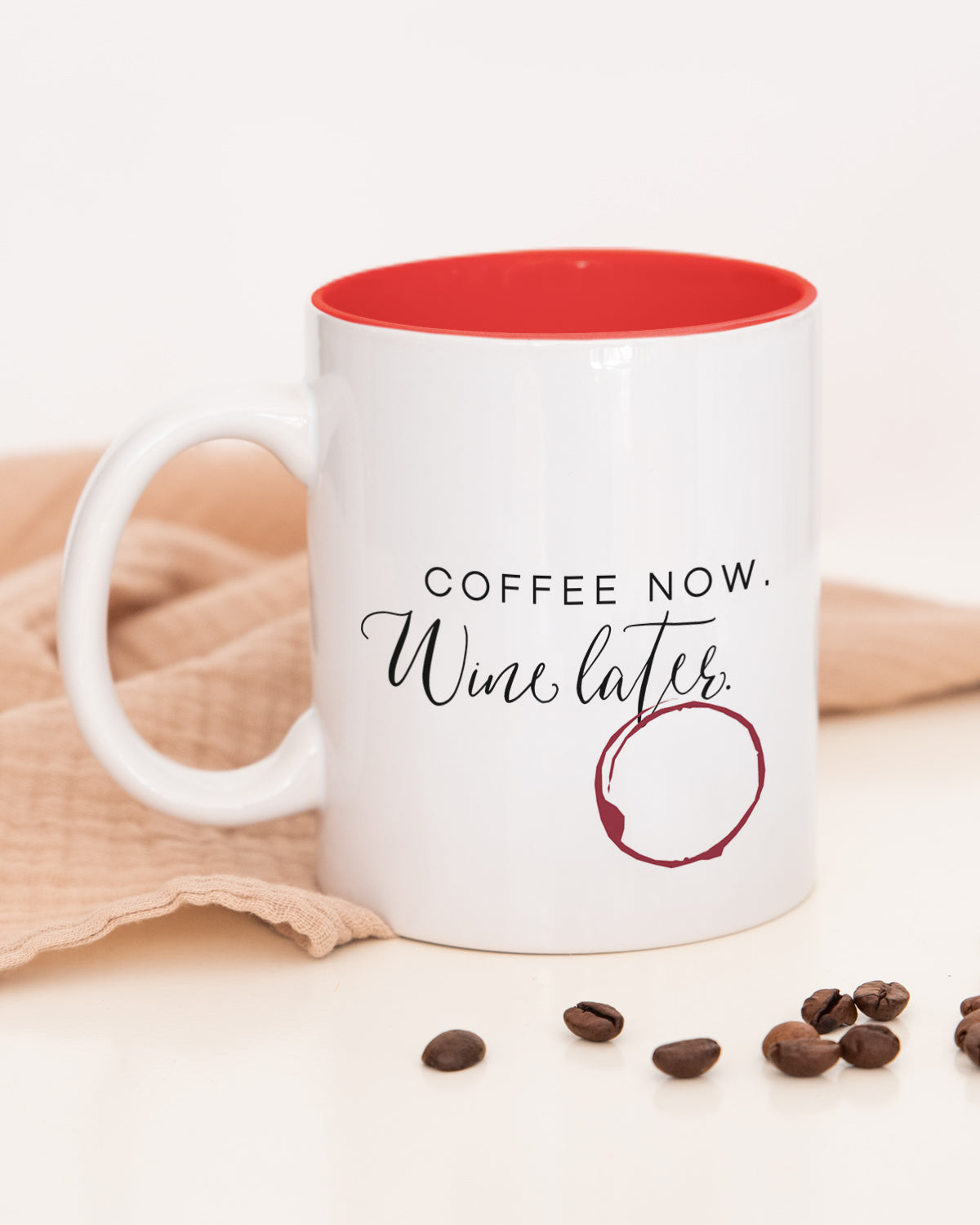Coffee now, wine later - Tasse Rot Tasse Visual Statements®